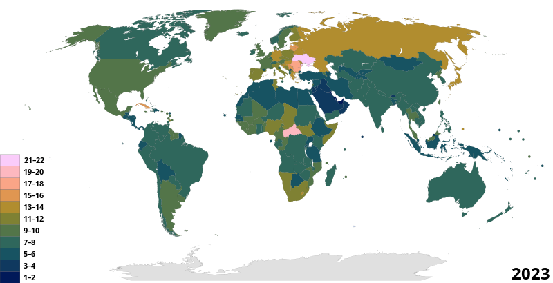 Mortality (death) rates by country