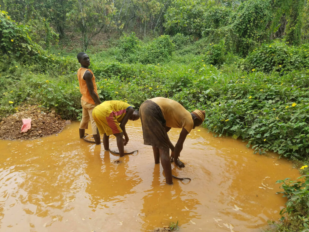 Small-scale artisanal gold mining in Nigeria.